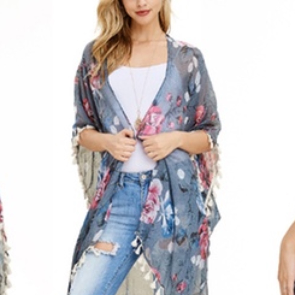 BOHO Floral Tassel KIMONO New! - Picture 4 of 5